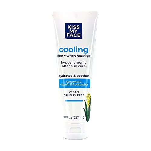Kiss My Face Cooling Aloe + Witch Hazel Gel - Soothe And Nourish Your Skin - Hypoallergenic - Added With Liposomal Vitamin C, Vitamin E, And Cucumber - Vegan & Cruelty-Free - 8 Fl Oz Tube #TOP11