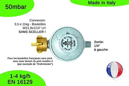 Cavagna Niederdruckregler 50mbar 1,5kg/h - KLF Gasdruckregler für Gasgrill, Heizstrahler, Terassenstrahler, Kocher