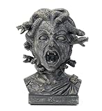 SeasonFable 8" Animated Medusa Bust Statue - Halloween Spooky Toy with Glowing Red Eyes and Creepy Sound Effects, Motion/Sound Activated Greek Mythology Decor for Haunted House, Party, & Pranks