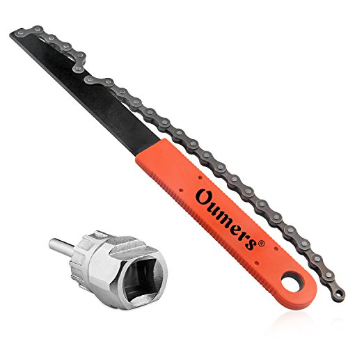 Oumers Bike Chain Tools Kit Cassette Removal Tool Sprocket Remover Kit/Chain Whip and Cassette/Rotor Lockring Removal Tool with Guide Pin