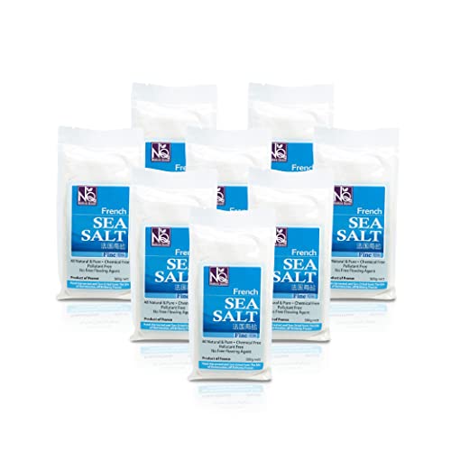 Country Farm French Fine Sea Salt By Hand-Harvested. [Import From France]. With An Unique Age Old 3-Stage Method. Ideal For Cooking, Table Seasoning Recipes, Baking. 500G, 8 Packs #TOP12