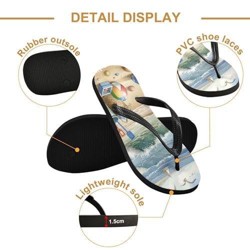 Burbuja Fun Beach Scene Flip Flops for Women Men, Soft Thong Sandals Rubber Slippers for Pool Beach Essentials3