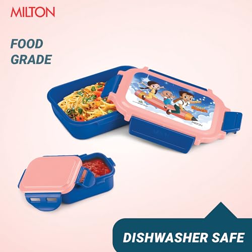 Image of MILTON Sherry Tiffin (Bheem) Lunch Box for Kids Boys & Girls with Leak-Proof Inner Container| Food Grade,BPA Free,Compact & Durable Snacks Box for Kids I Plastic Spoon & Fork, 520 ml, Blue
