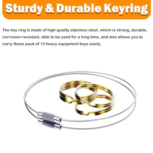 Image of 13 Contractors Heavy Equipment Keys Master Set, Construction Agricultural Ignition Keys | For CAT Caterpillar Komatsu Kubota John Deere New Holland JCB Case Hitachi Hyster Takeuchi Kobelco