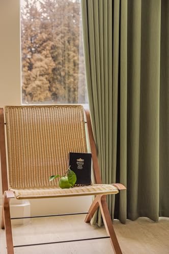 Rideaux chenille opaques haut de gamme couleur vert uni 132x115cm - 6