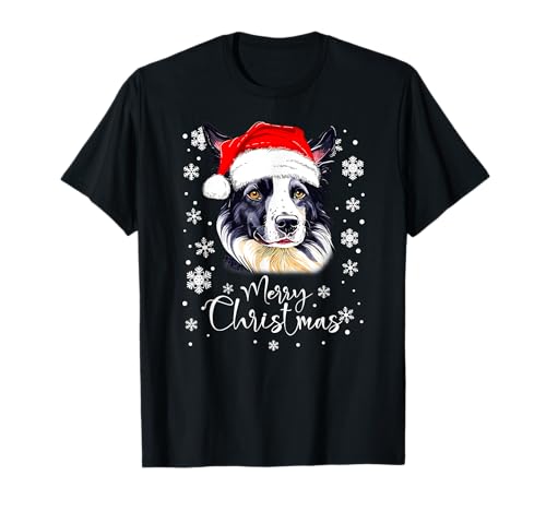 Lumières de Noël Border Collie Chien Noël amusant T-Shirt
