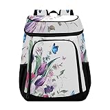 Kigai Purple Flower Cooler Backpack Leakproof Insulated Waterproof Soft Beach Lunch Bag for Men Wome