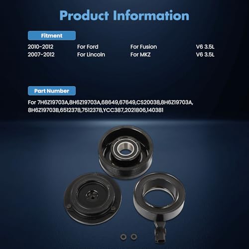 Image of ECCPP A /C Compressor Clutch 2010-2012 Fit for Ford Fusion 3.5L