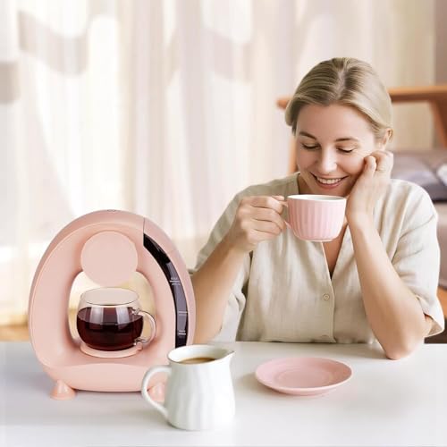 Image of RECAFIMIL MINI Q 2-in-1 Single Serve Coffee Maker - Brew K-Cups or Ground Coffee (4-8 oz) - Compact Americano Coffee Brewer with Reusable Filter (Pink)