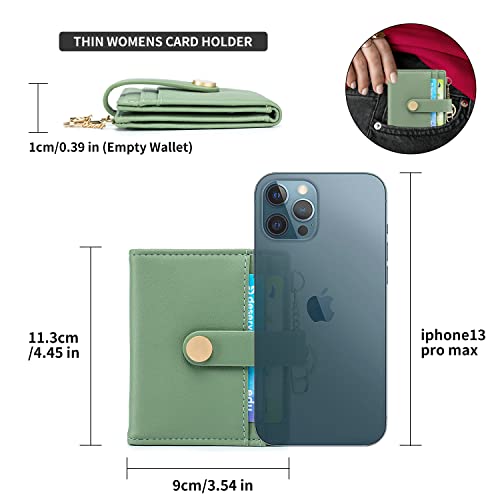 Poiugoya Slim Wallet For Women, Leather Bifold Rfid Blocking Credit Card Holder With Keychain, Zipper Coin Pocket & Id Window #TOP1