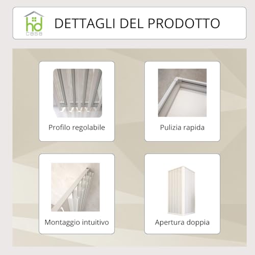 Hd Casa Box Doccia Angolare A Soffietto In Pvc Modello Paola, Doppia Anta Reversibile Riducibile, Apertura Laterale Con Profili Bianchi, Cabina Doccia Salvaspazio Made In Italy, Bianco 75X75 X185H Cm - 7