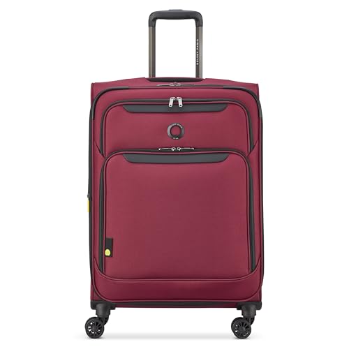 Image of DELSEY PARIS Sky Max 3.0 Checked Suitcase 24 Inch, Lightweight Softside Expandable Luggage, Spinner Wheels, Soft Touch Handle, Burgundy