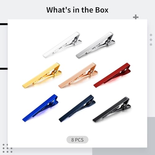 Clips de corbata para hombres set de 8 colores de metal con caja 5