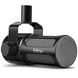 FIFINE XLR Dynamic Microphone, Studio Vocal Mic for Recording, All Metal XLR Podcast Microphone with Mid-Boost, Low-Cut Filter for Voice-Over, Compatible with Mixer/Audio Interface-AmpliTank TANK1