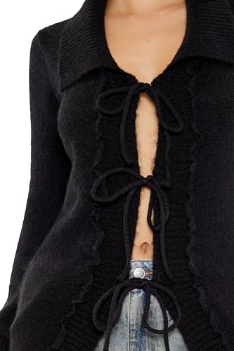 Forever 21 Women's Tie-Front Longline Cardigan Sweater3