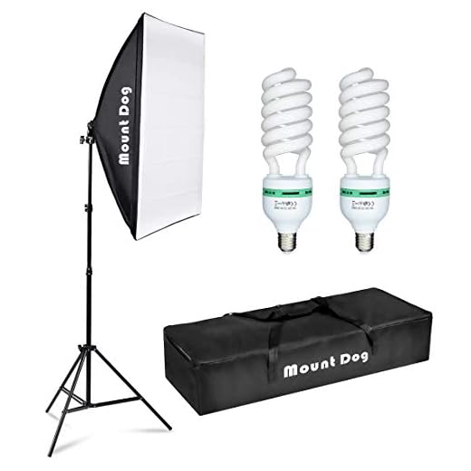 MOUNTDOG Photography Continuous Softbox Lighting Kit 20"X28" Professional Photo Studio Equipment with 2pcs 95W E27 Socket 5500K Video Lighting Bulb for Filming Portraits Shoot