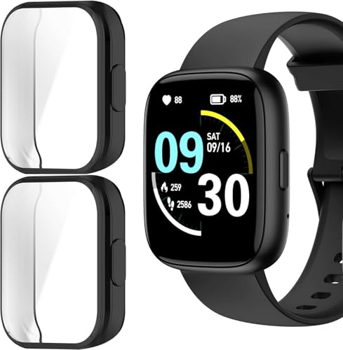 Blueshaweu Schutzhülle Kompatibel mit LODIMEKE Smartwatch IDW26 1,83'', Flexibles TPU Vollschutz mit schutzfolie Kratzfest Hülle Für LODIMEKE/TOOBUR/Cillso IDW26 Smartwatch (schwarz+schwarz)