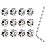QUARKZMAN 12 Stück Satz-Scheibenkragen 5,05 mm Bohrung, Vernickelter Stahl Wellenkragen, 10 mm Außendurchmesser, 5 mm Breite, Fahrwerksstopper Radkragen Mit Innensechskantschlüssel