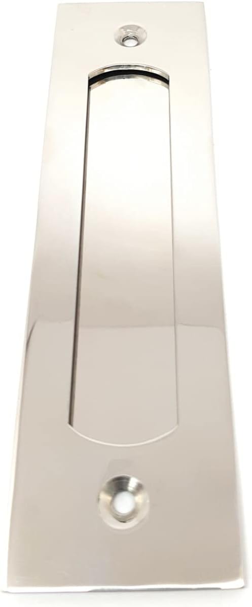 ssiskcon Stainless Steel Solid Barn Door Handle Mirror Polished Sliding 16mm x 8 inch 32 with Escutcheon Rosette Classic Design Pack of 1