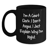 Funny Court Clerk Gifts for Men Women Friends Coworkers, Court Clerk Black Coffee Mug, Inspirational Quote Christmas Unique Gifts from Family