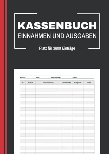 Kassenbuch Kleinunternehmer: für Vereine und Selbstständige | Haushaltsbuch | Einnahmen und Ausgaben erfassen | A4 | 3600 Einträge