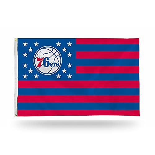Rico Industries NBA Basketball Philadelphia 76ers Stars and Stripes 3' x 5' Banner Flag Single Sided - Indoor or Outdoor - Home Décor