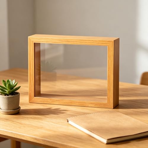 Boîte de table en bois et verre pour souvenirs et décoration de maison