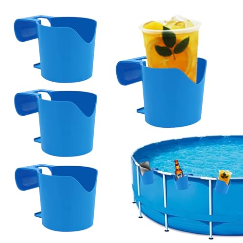 Vlecexs 4 Tazas De Bebidas Portavasos Piscina Multifuncionales Estante De Tazas Suspensión Azul Accesorios Portavasos Colgante Cerveza Móvil Piscina Zona De Descanso