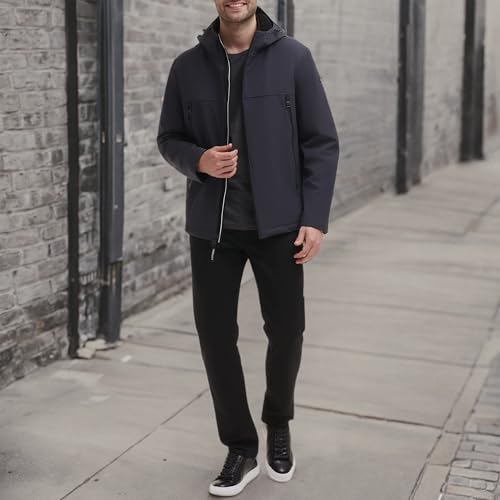 Image of Calvin Klein Men's Winter Coats - Sherpa-lined Hooded Soft Shell Jacket