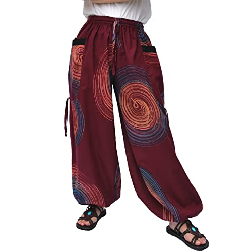 Siamrose Hand Painted Harem Trousers Lounge Yoga Pants Men Women Joggers with Adjustable Length 2 Pockets