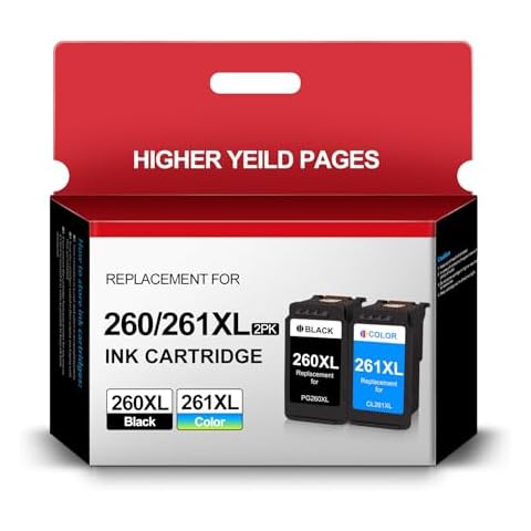 PG-260 XL/CL-261 XL Value Pack Ink Cartridge Replacement for Canon 260 261 260XL 261XL Ink cartridges Work for Pixma TR7020 TS6420 TR7022 TS5300 TS5320 Printer (1 Black,1 Color) Cover