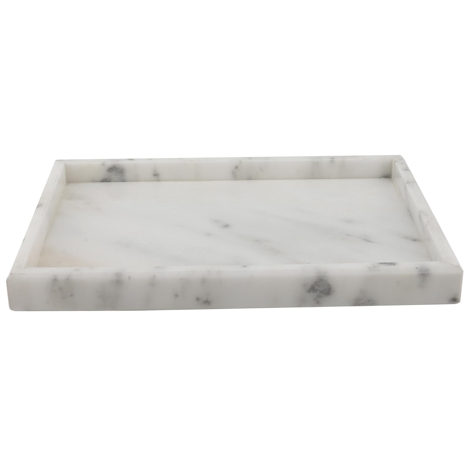ZOENHOU Plateau en pierre de marbre naturel 30 x 20 cm, plateau rectangulaire blanc étoilé pour salle de bain, plateau de rangement pour réservoir de toilette, plateau décoratif de coiffeuse support
