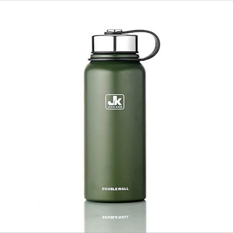 Amazon 魔法瓶 水筒 ステンレスボトル 大容量 軽量 保温ポット コップ付 真空二重マグ 真空断熱ポット 直飲み ポット 保温保冷 持ち運び おしゃれ ウォーターボトル アウトドア グリーン 800ml 水筒 マグボトル オンライン通販