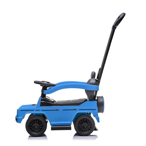 Image of Best Ride On Cars Kids Outdoor Stroller Mercedes G-Wagon 3-in-1 Push Car with Detachable Handle, Safety Rails, and Working Horn, Blue