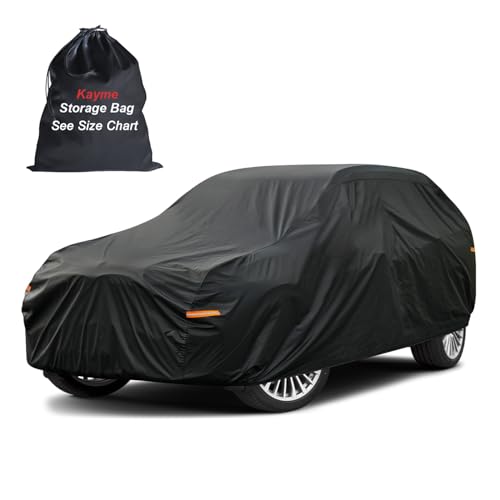 Image of Kayme 10 Layers Hatchback Car Cover Waterproof All Weather [See Vehicle Size Chart for Accurate Fit] Heavy Duty Full Exterior Cover Outdoor Sun Rain Snow Wind UV Protection. Size H1 (See Size Chart)