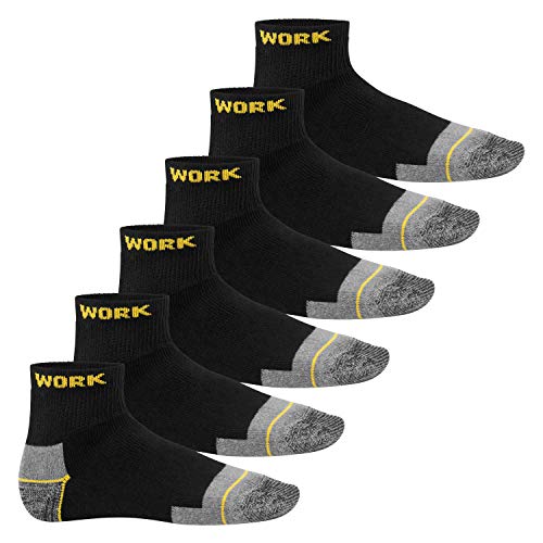 MT 6 o 12 pares de calcetines para hombre, para trabajo y ocio, de caña corta, agradables a las venas y resistentes 6 X Schwarz-gelb 47-50