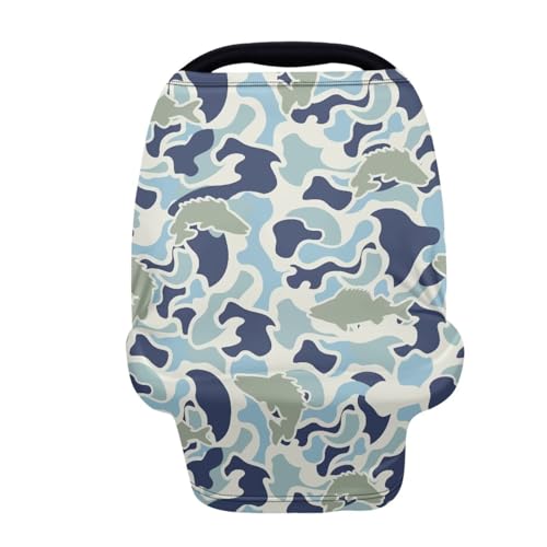 Image of Car Seat Cover Baby, Camo Fishing Infant Car Seat Canopy Breastfeeding Cover Cozy & Windproof Newborn Carseat Covers Stroller Covers, Easy to Clean