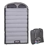 Berghaus Indulge Double Sleeping Bag with Built-in Pillow for Adults, Teens, Kids, 2 People, 2-3 Season, Waterproof (Grey, Double)