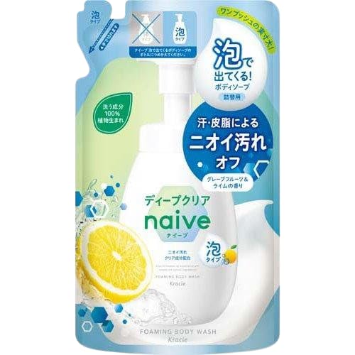 ナイーブ　ボディソープ　グレープフルーツ＆ライム　液体　396ml　4袋 Amazon | ディープクリア ナイーブ 泡ボディソープ 詰め替え