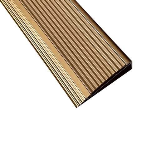 Profilé de Bords d'Escaliers Antidérapante en Caoutchouc, 120/150cm Aluminium Doré Nez de Marche Escalier en Forme de L, Profilé D'escalier Intérieures/extérieures(90cm/36in)