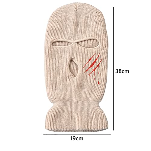 Máscara de cara con tres agujeros tejida para invierno, cubreboca y protector de cuello para ciclismo, correr y esquí, balaclava unisex para hombres y mujeres miniatura 2