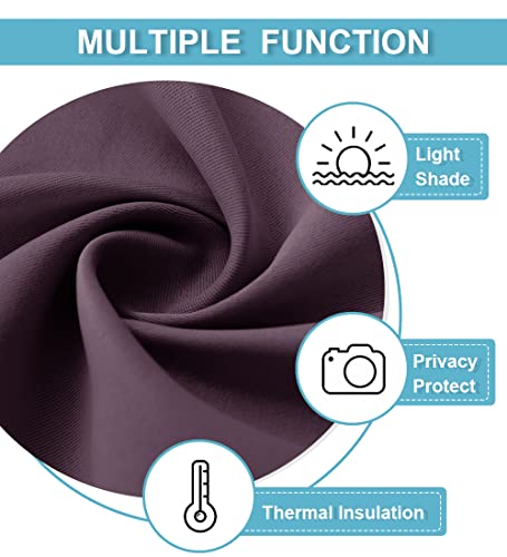 RYB HOME Blackout Curtains for Small Window - Thermal Insulated Privacy Curtains Shades for Kitchen Bathroom Cafe Dorm Loft, W 34 x L 45 inch per Panels, Plum, 2 Pcs