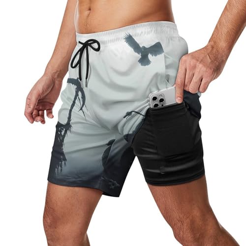 Motorcycle Grim Reaper Biker Mens Swim Trunks Quick Dry Beach Board Shorts with Pockets2
