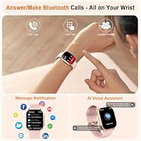Smartwatch Damen Herren, 2.01" HD AMOLED Curved Smartwatch mit Bluetooth-Anrufe, Fitnessuhr mit Pulsmesser Schlafmonitor Schrittzähler, IP68 Wasserdicht, Lange Akkuleistung, Uhr für iOS Android Rosa – Ansicht 2