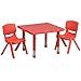 Flash Furniture 24' Square Red Plastic Height Adjustable Activity Table Set with 2 Chairs