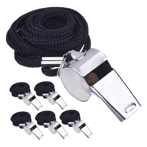 6 silbatos de acero inoxidable con cordón para entrenadores y árbitros miniatura 1