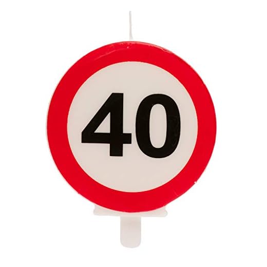 Dekora - Vela Cumpleaños con Señal de Prohibido para Decoracion de Tartas - Numero 40