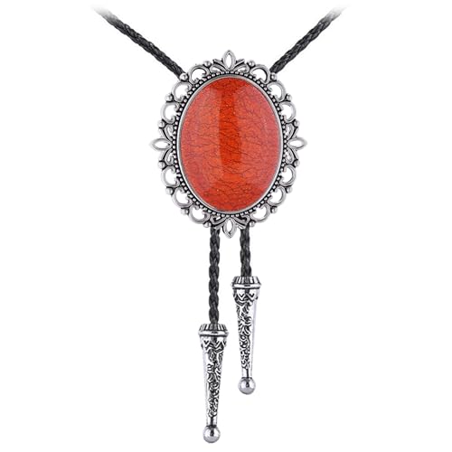 Image of Jeilwiy Bolo Tie for Men Real Stone Westwern Cowboy Ties Silver Bolos Women Leather Necktie Gift for Birthday Christmas