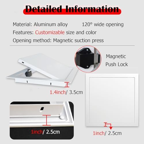 Large & Small Metal Ceiling Access Panel - White Inspection Cover for Drywall/Shower Valve - Indoor/Outdoor Use, 6-28 Inch Sizes (12x24 Inch / 30x61 cm)