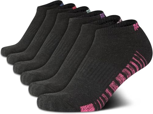 Image of Reebok Womens No Show Socks Moisture Wicking Cushioned Low Cut Socks 6 Pack